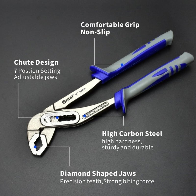 vomex 10-inch Tongue and Groove Pliers - Adjustable Plier,Quick Adjust&Release,V-Jaw Locks Pliers for Repairs,Gripping,Nuts,Pipes - Image 2